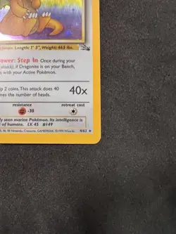 Dragonite 4/62 1st Edition Holo Rare - Pokemon Fossil - Vintage MP - Image 5