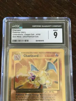 Charizard #4/102 Pokemon Celebrations Gold Metal Ultra Premium Collection CGC 9 - Image 3