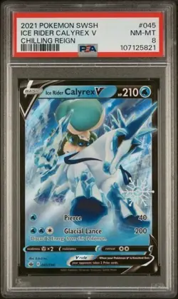 ICE RIDER CALYREX V #045 PSA 8 • 2021 Pokemon SWSH Chilling Reign Ultra Rare - Image 1