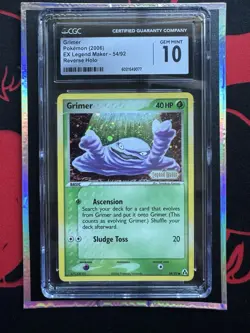 CGC 10 Grimer 54/92 Ex Legend Maker Reverse Holo Stamped 2006 Pokemon Tcg - Image 1
