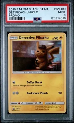 DETECTIVE PIKACHU SM190 PSA 9 • 2019 Pokemon PIKACHU HOLO BLACK STAR PROMO - Image 1