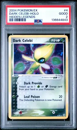 2004 POKEMON EX HIDDEN LEGENDS #4 DARK CELEBI-HOLO PSA 2 - Image 1