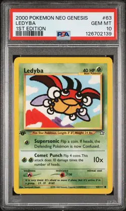 2000 POKEMON NEO GENESIS 1ST ED #63 LEDYBA PSA 10 - Image 1