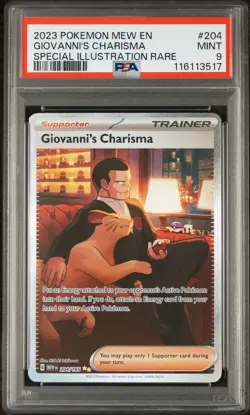 Giovanni'S Charisma Special Illustration Rare Pokemon Mew 151 204/165 PSA 9 - Image 1