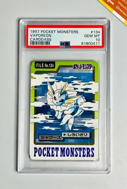 Pokemon 1997 Pocket Monsters PSA 10 Vaporeon Carddass #134 Japanese - Image 1