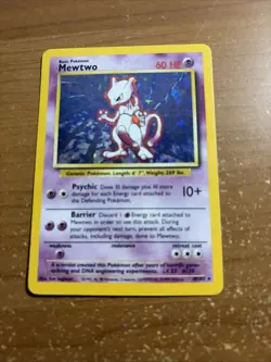 1999 Pokemon Mewtwo Holo 10/102 Classic Trading Card - Heavily Played - Image 1