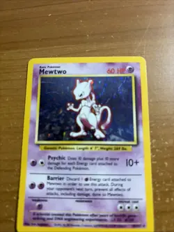 1999 Pokemon Mewtwo Holo 10/102 Classic Trading Card - Heavily Played - Image 2