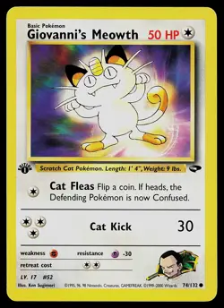 Pokemon Card - Giovanni's Meowth Gym Challenge 74/132 Common 1st Edition - Image 1
