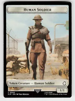 Universes Beyond: Fallout #1 // 3 Copy // Human Soldier Double-Sided Token - Image 2