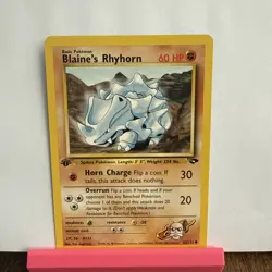 Blaine’s Rhyhorn 65/132 1st Edition Gym Challenge WOTC Vintage Pokemon - Image 1