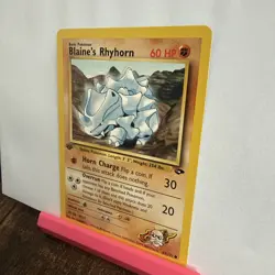 Blaine’s Rhyhorn 65/132 1st Edition Gym Challenge WOTC Vintage Pokemon - Image 3