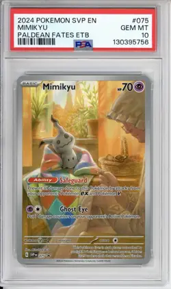 PSA 10 Mimikyu Pokemon SVP Paldean Fates ETB Promo Holo #075 - Image 1