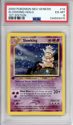 PSA 6 Slowking Pokemon Vintage 1st Edition Neo Genesis Holo (Swirl) #14 - Image 1