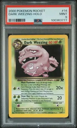 2000 Pokemon Team Rocket Dark Wheezing Holo #14 PSA 9 MINT - Image 1