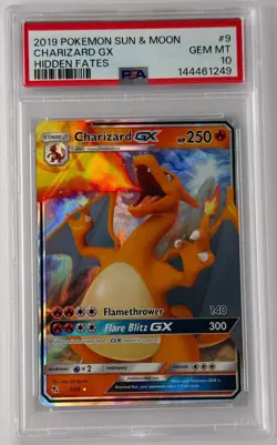 PSA 10 2019 POKEMON SUN & MOON HIDDEN FATES #9 CHARIZARD GX - Image 1