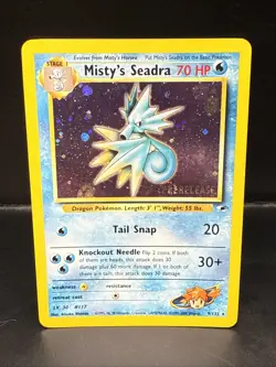 Pokemon TCG Misty's Seadra Holo Rare Gym Heroes Prerelease 9/132 AA - Image 1
