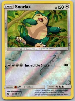 Pokemon - Snorlax 50/68 - Hidden Fates - Reverse Holo - Near Mint - Image 1