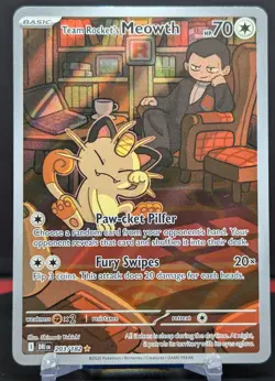 Pokemon Team Rocket's Meowth #203/182 English Destined Rivals Illustration Rare - Image 1