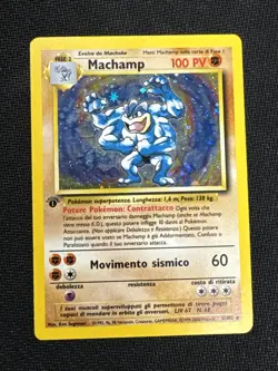 Italian Machamp 8/102 1st Edition Base Set Pokemon Holo Foil LP - Image 1