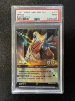 Disney Lorcana Hades King of Olympus 205/204 Enchanted PSA 9 Mint - Image 1