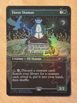 MTG Magic the Gathering Fauna Shaman Foil RCQ Promo NM + SL Prize Card Sleeve - Image 1