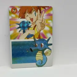 1999 Pokemon Japanese Prism Card #7 Misty & Horsea Carddass Holo LP - Image 4