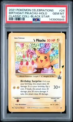 2021 POKEMON CELEBRATIONS CLASSIC COLL #24 BIRTHDAY PIKACHU-HOLO PSA 10 - Image 1