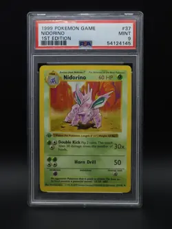 1999 Pokemon 1st Edition Shadowless Nidorino Base Set 37/102 - PSA 9 Mint - Image 1