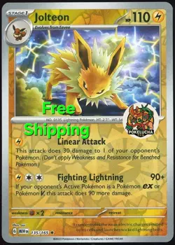Jolteon 135/165 Rare Reverse Holo SV: Scarlet & Violet 151 Pokemon NM - Image 1