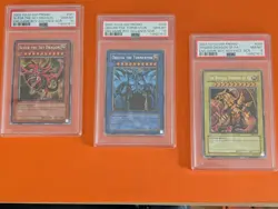 Slifer Obelisk Ra (Secret) GBI-001,2,3 Yu-Gi-Oh! PSA 10 10 8 sequential cert set - Image 1