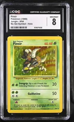 CGC 8 Pinsir 1999 Jungle Holo 9/64 No Set Symbol Pokemon Card - Image 1
