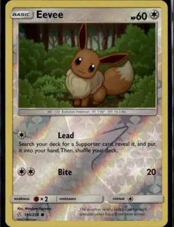 Eevee - Common SM - Cosmic Eclipse 166/236 Colorless Reverse Holo Pokemon Card - Image 1