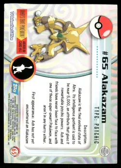 Pokemon Cards Alakazam #65 Topps Trading Cards Series 1 LP *1 - Image 2