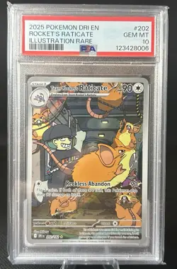 Pokemon TCG Team Rockets Raticate Card 202/182 Destined Rivals PSA 10 - Image 1