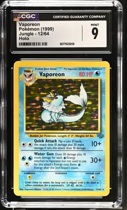 CGC 9 Vaporeon 12/64 Holo Jungle Pokemon Card - Image 1