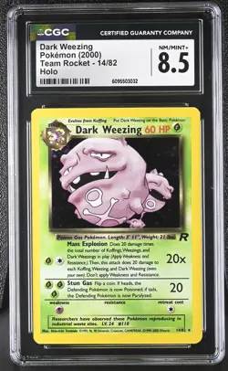 CGC 8.5 Dark Weezing 14/82 Holo Team Rocket Pokemon Card - Image 1
