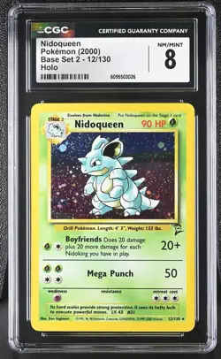 CGC 8 Nidoqueen 12/130 Holo Base Set 2 Pokemon Card - Image 1
