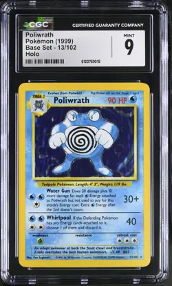 CGC 9 Poliwrath 13/102 Holo Base Set Pokemon Card - Image 1