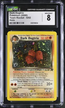 CGC 8 Dark Dugtrio 6/82 Holo Team Rocket Pokemon Card - Image 1