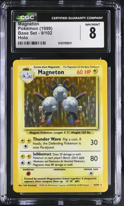 CGC 8 Magneton 9/102 Holo Base Set Pokemon Card - Image 1