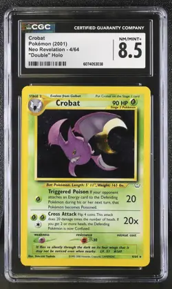 CGC 8.5 Crobat 2001 Neo Revelation 4/64 "Double" Holo Pokemon Card - Image 1