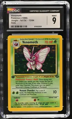 CGC 9 MINT Venomoth 1999 Jungle 1st Edition 13/64 Holo Pokemon Card - Image 1