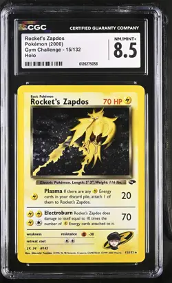 CGC 8.5 Rocket's Zapdos 2000 Gym Challenge 15/132 Holo Pokemon Card - Image 1