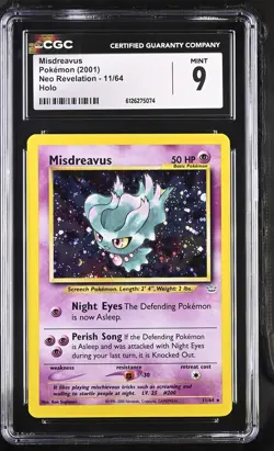 CGC 9 MINT Misdreavus 2001 Neo Revelation 11/64 Holo Pokemon Card - Image 1