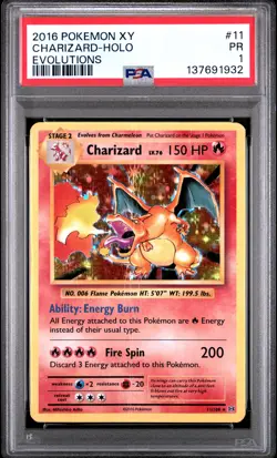 2016 POKEMON XY EVOLUTIONS #11 CHARIZARD-HOLO PSA 1 - Image 1
