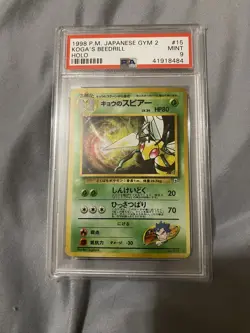 Pokemon PSA 9 MINT 1998 Koga's Beedrill Japanese Gym 2 Holo Rare - Image 1