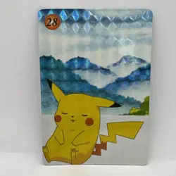 1998 Bandai Pokemon Carddass Pikachu #28 Prism Holo Japanese Vintage LP - Image 3