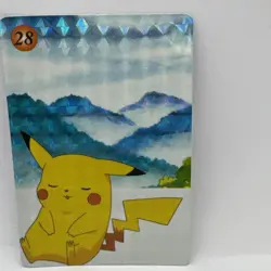 1998 Bandai Pokemon Carddass Pikachu #28 Prism Holo Japanese Vintage LP - Image 5