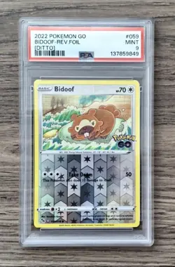 2022 Pokemon Go Bidoof Rev Holo "DITTO" - PSA MINT 9 - Image 1