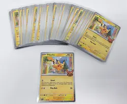 Pikachu 018/091 Cosmos Holo Trick or Trade 2024 Pokemon Card Lot of 50 (NM) - Image 1